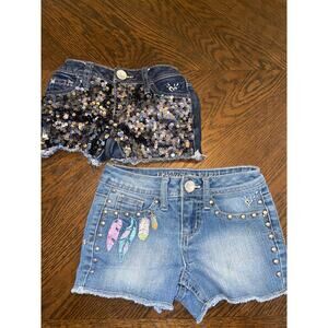 Lot of 2 Girls Justice Denim Shorts Size 6 R